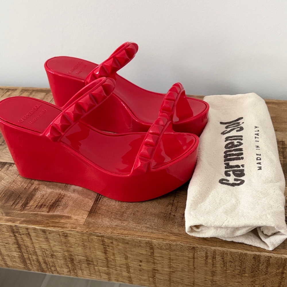 Carrmen-xx Red Wedge Sandals